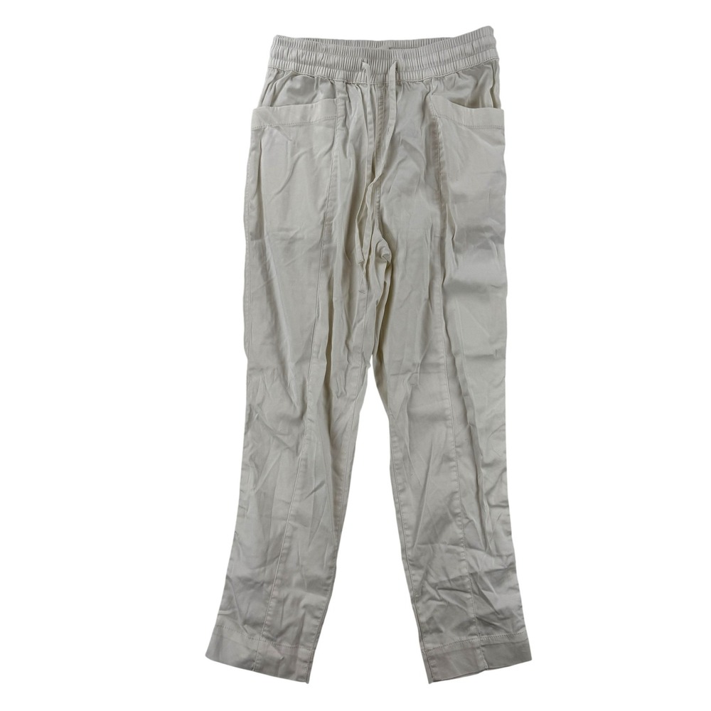 Lou & Grey Jogger Pants Womens XS White Twill Elastic‎ Waist Stretch Casual NWT